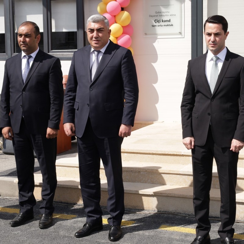 Quba rayonu Çiçi kəndində yeni tədris ilinin başlanması münasibətilə istifadəyə verilən modul tipli məktəbin açılışı olmuşdur.