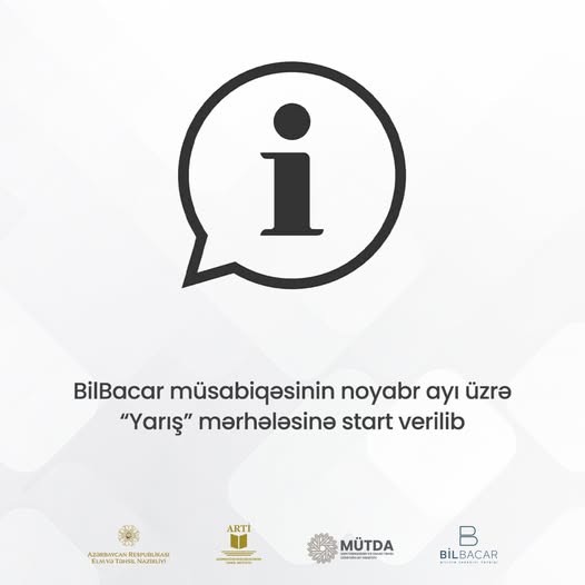 BilBacar müsabiqəsinin noyabr ayı üzrə “Yarış” mərhələsinə start verilib.