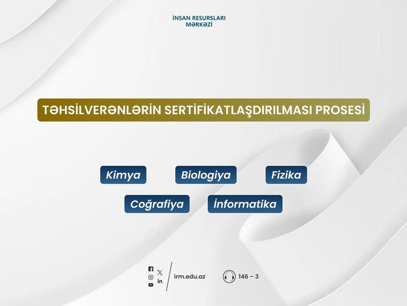 Təhsilverənlərin sertifikatlaşdırılması prosesinə cəlb olunacaq fənlər açıqlanıb