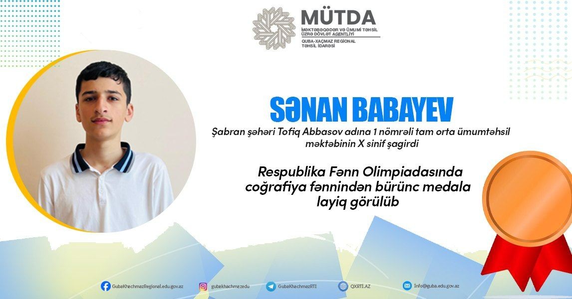 Şagirdlərimiz Respublika Fənn Olimpiadasında bürünc medal qazandı