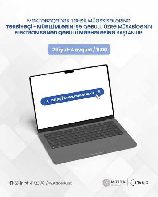 Elektron sənəd qəbulu mərhələsinə başlanılır.