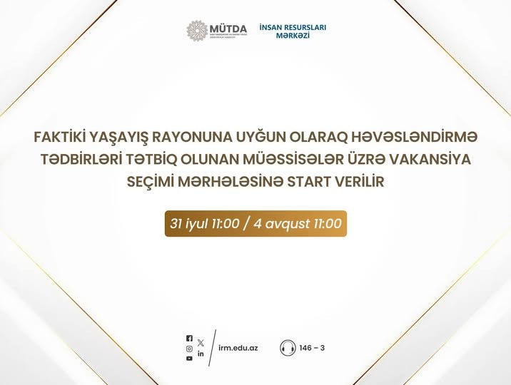 Vakansiya seçimi mərhələsi həyata keçiriləcək