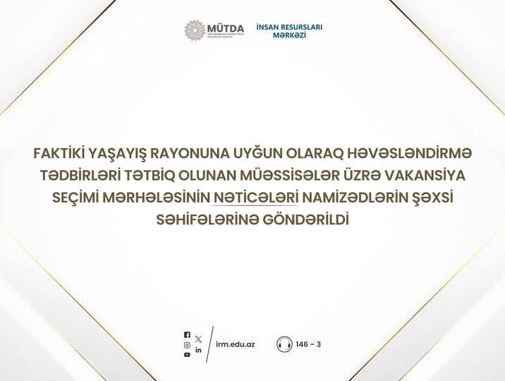 Nəticələər şəxsi səhifələrə göndərildi